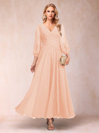 Ginevra Peach front view wedding guest dress