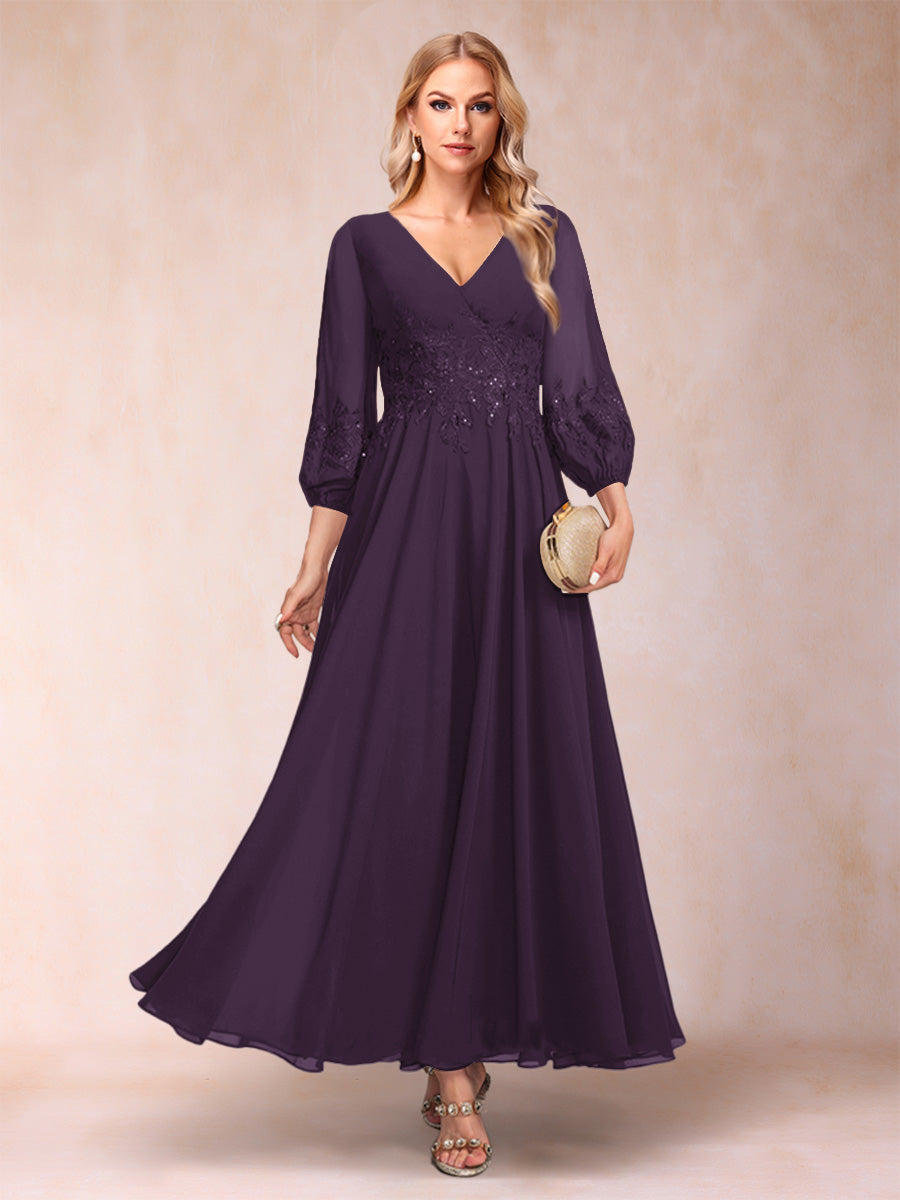 Nella Elise Plum back view mother of the bride dress