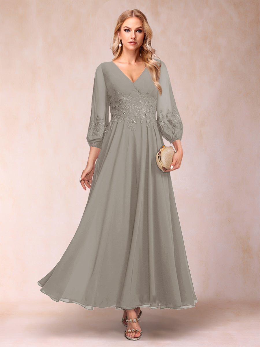 Nella Elise Taupe front view mother of the bride dress