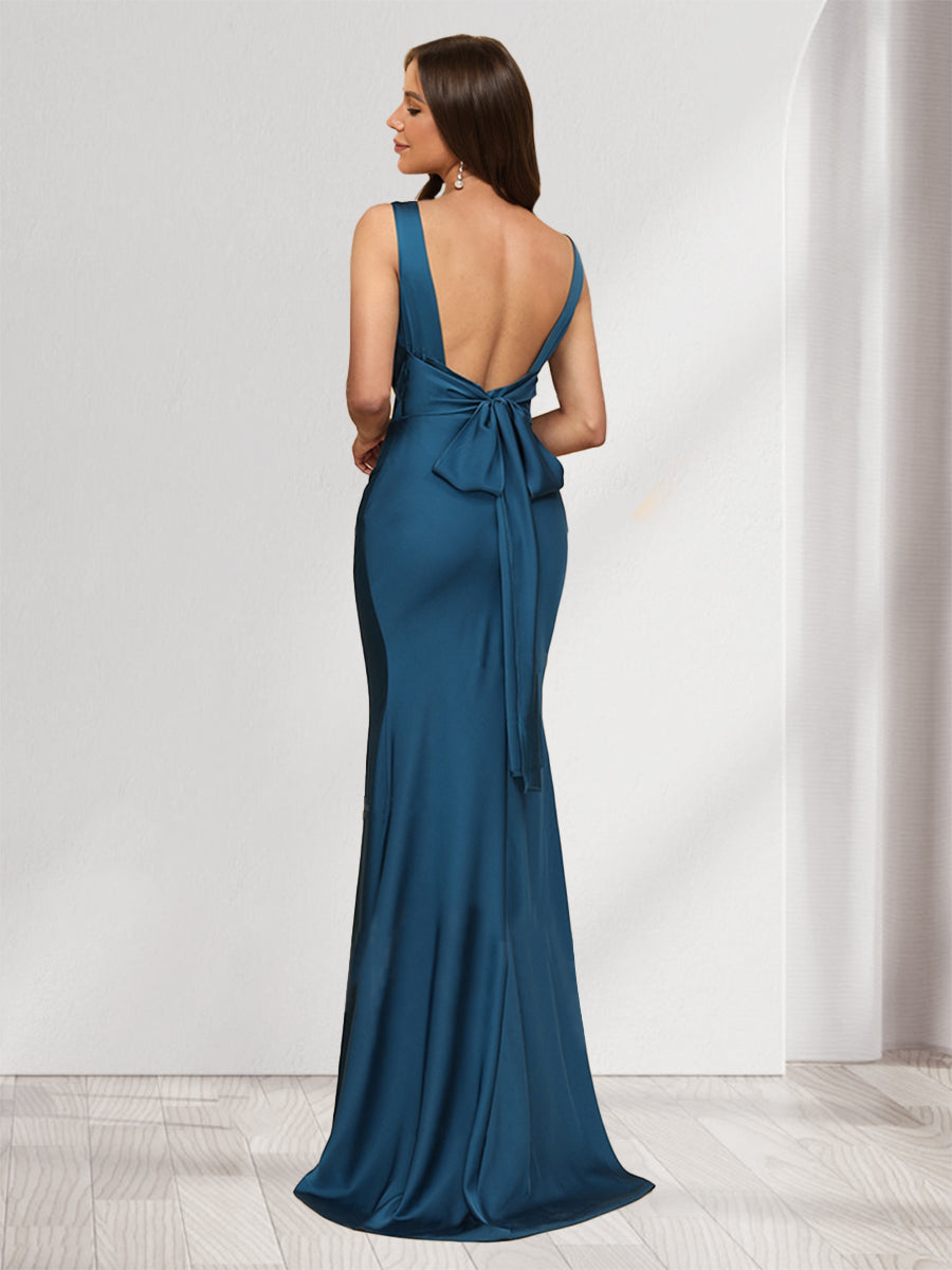 Briseis navy blue back view prom dress