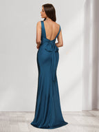 Briseis navy blue back view prom dress