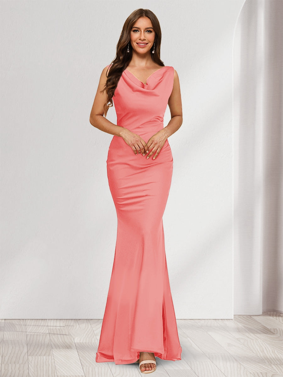 Briseis coral front view prom dress