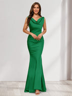Briseis forest green front view prom dress