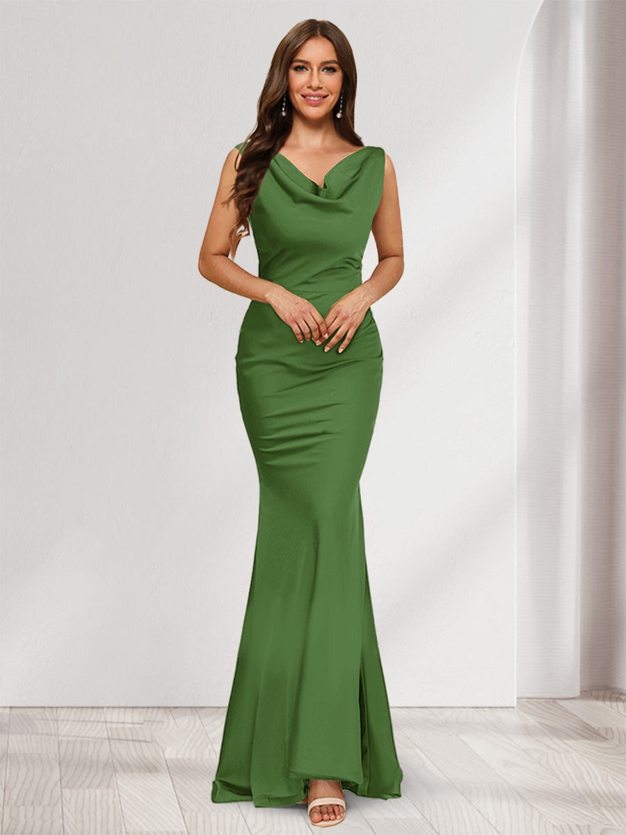 Briseis olive green front view prom dress