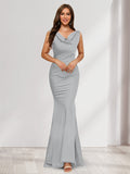 Briseis silver front view prom dress
