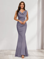 Briseis steel grey front view prom dress