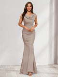 Briseis taupe front view prom dress