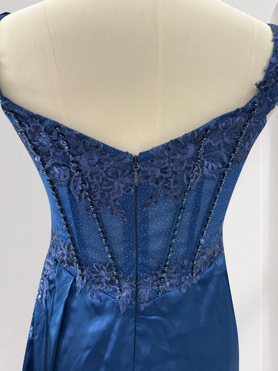 Averill navy blue alternate view prom dress
