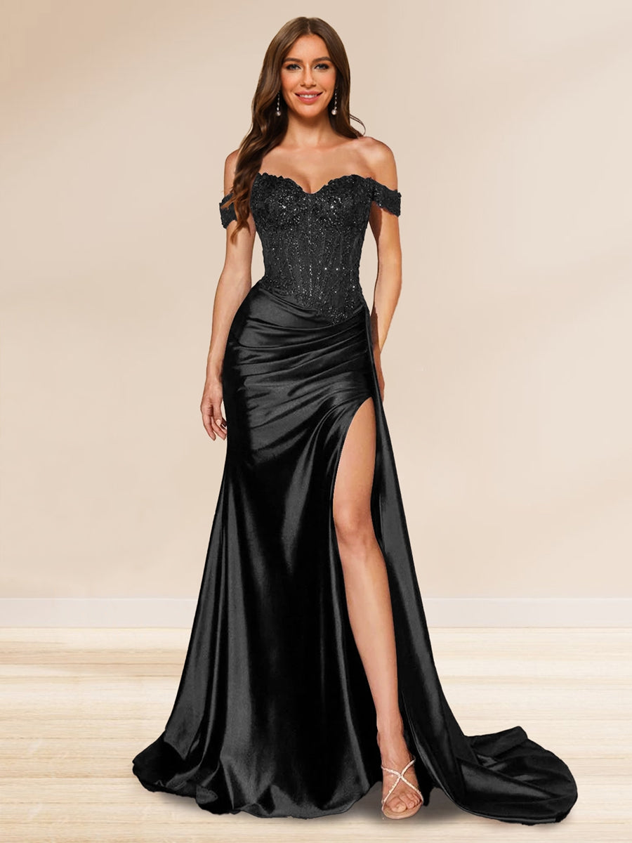 Averill black front view prom dress