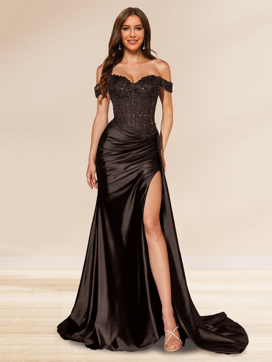 Averill brown front view prom dress