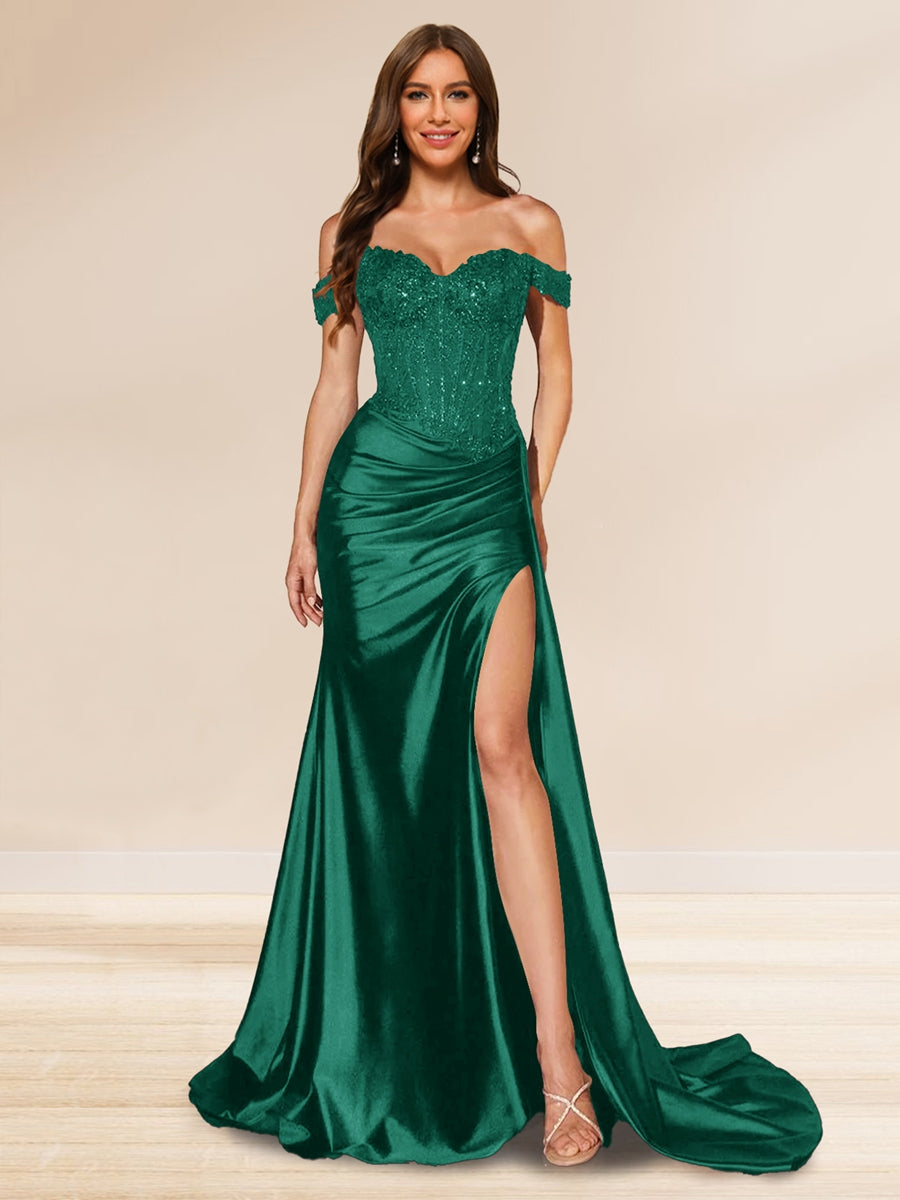 Averill hunter green front view prom dress