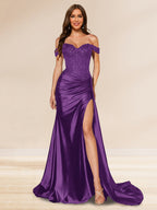 Averill grape front view prom dress
