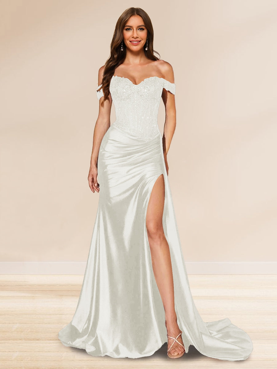 Averill ivory front view prom dress