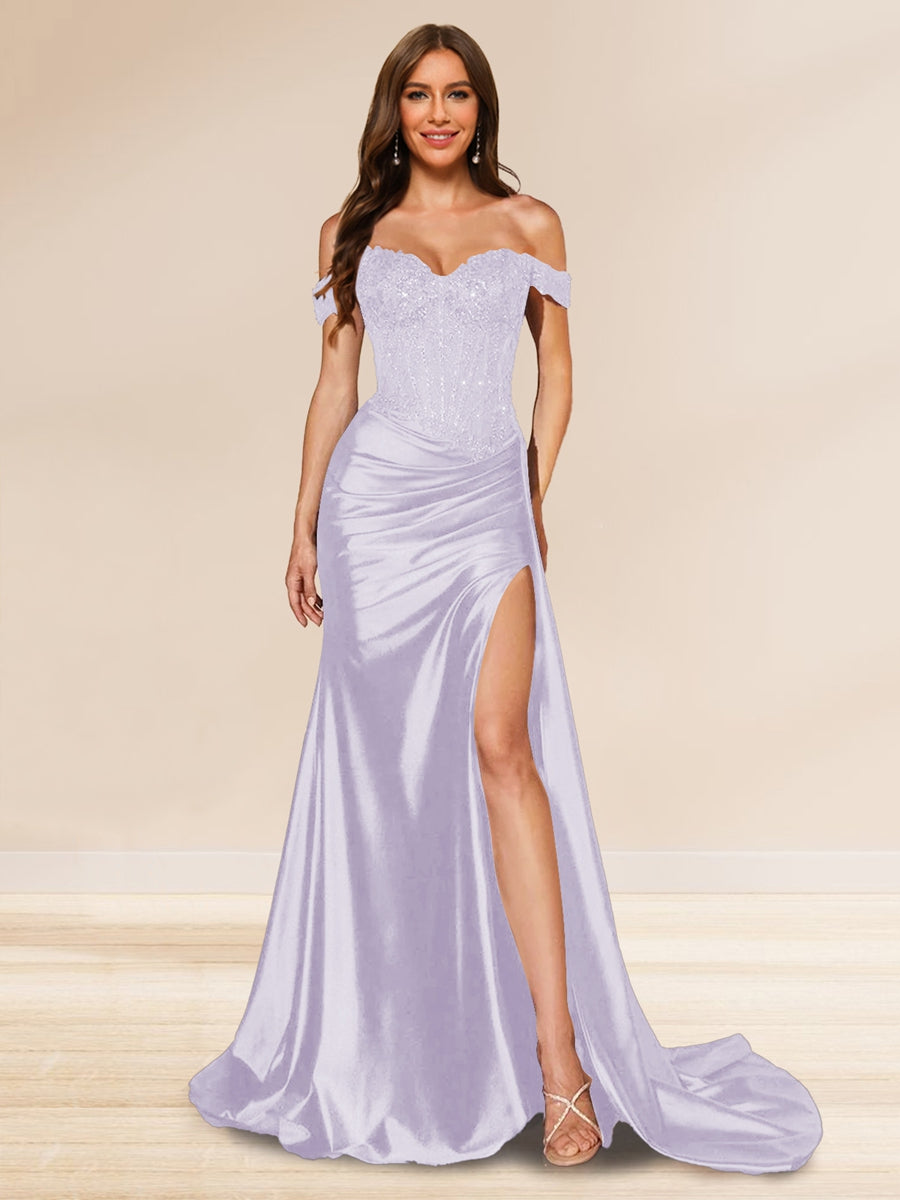 Averill lilac front view prom dress