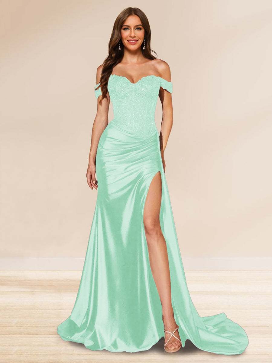 Averill pool blue front view prom dress