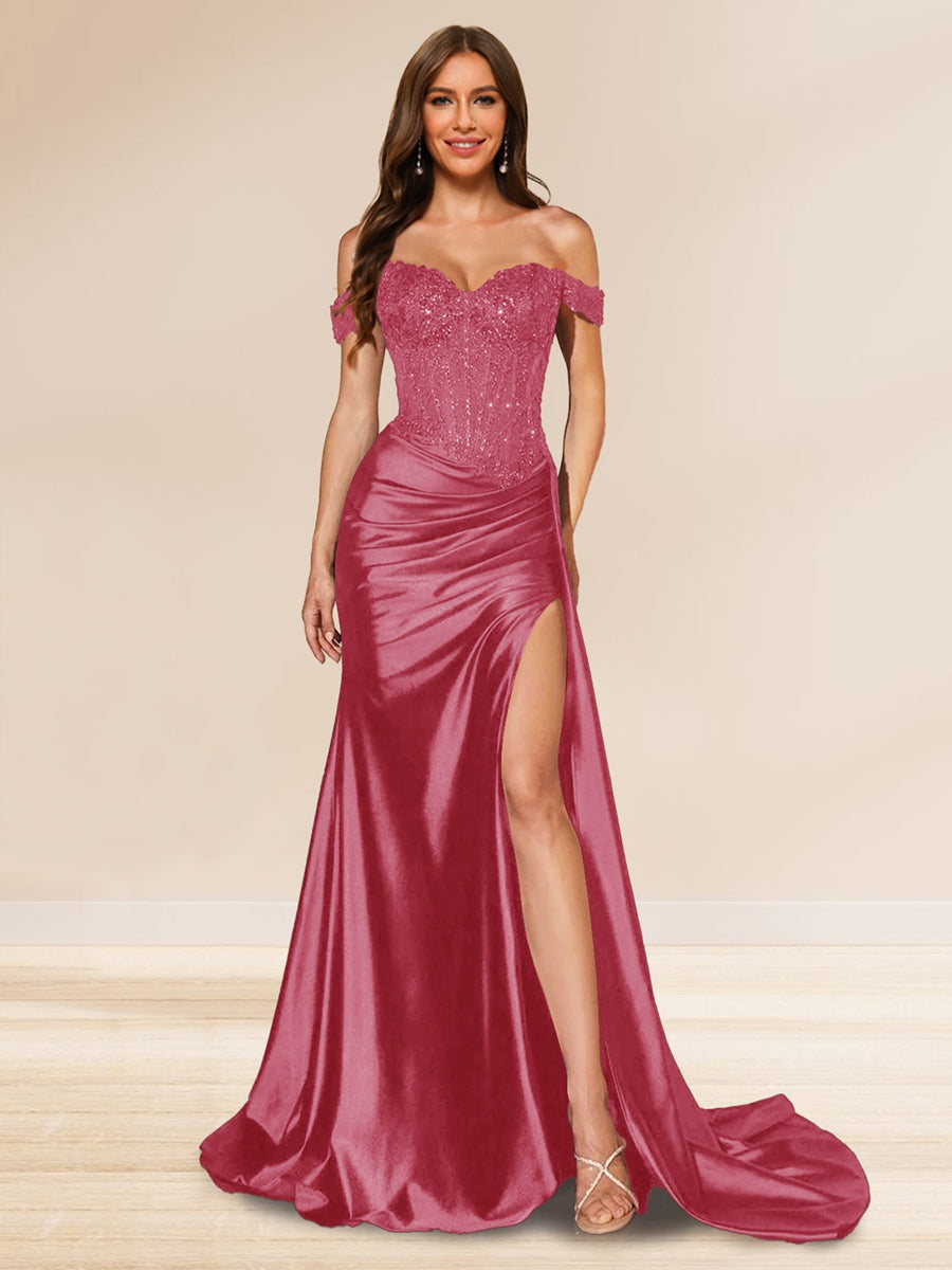 Averill plum front view prom dress