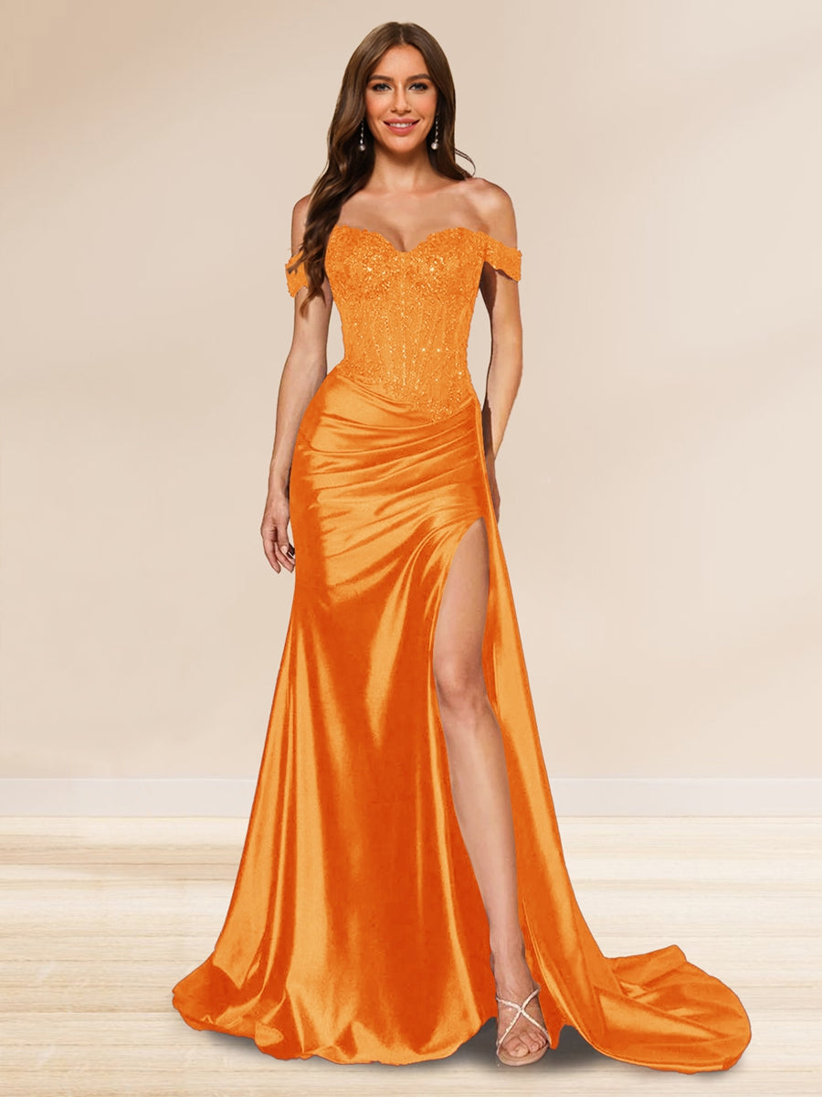 Averill orange front view prom dress