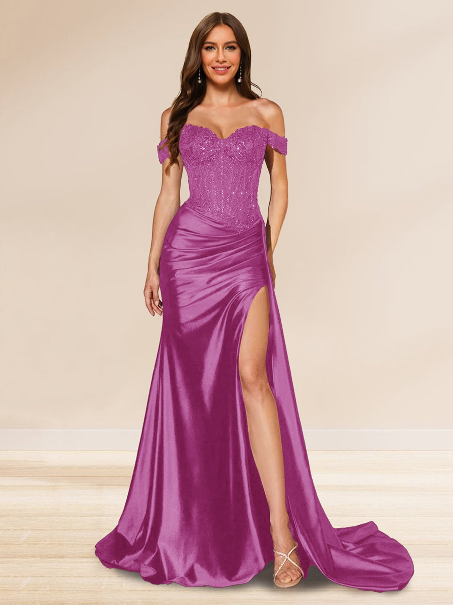 Averill orchid front view prom dress