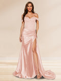 Averill peach front view prom dress