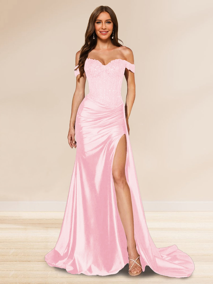Averill pearl pink front view prom dress