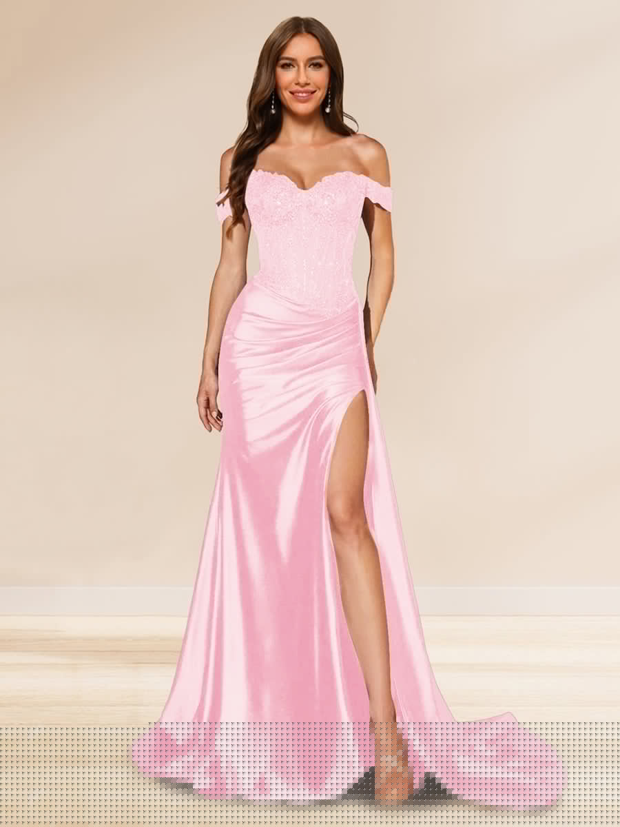 Averill rose pink front view prom dress