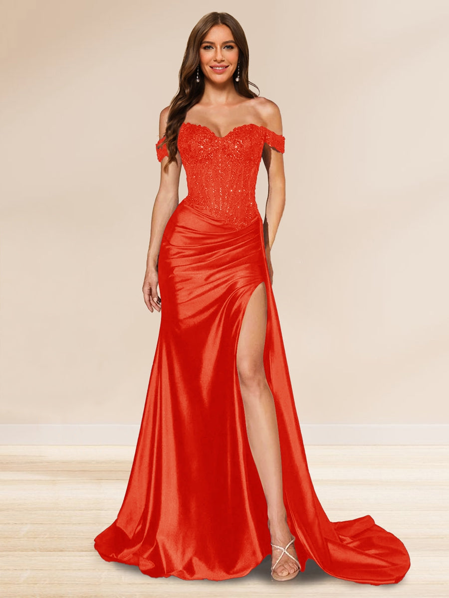 Averill red front view prom dress