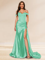 Averill turquoise front view prom dress
