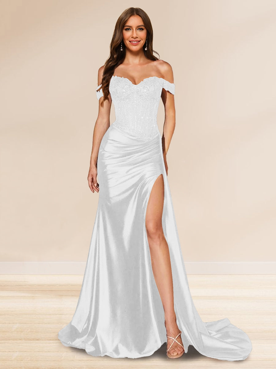 Averill white front view prom dress