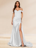 Averill white front view prom dress