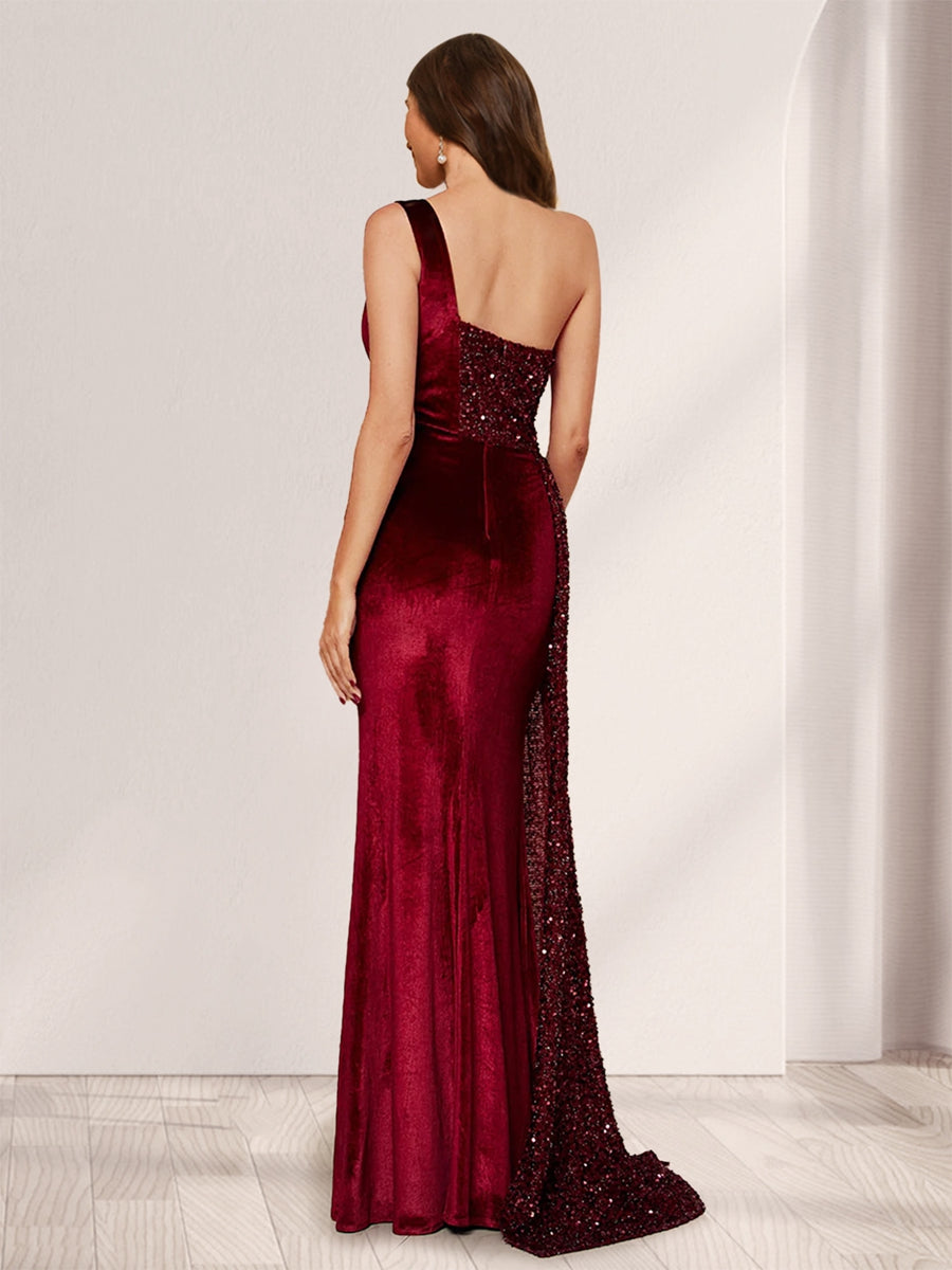Rhoswen burgundy back view prom dress