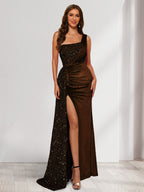Rhoswen brown front view prom dress