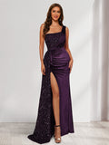 Rhoswen plum front view prom dress