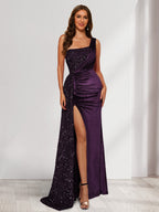 Rhoswen plum front view prom dress