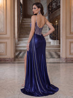 Ursina royal blue back view prom dress