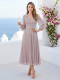Leona Dusty Rose front view wedding guest dress