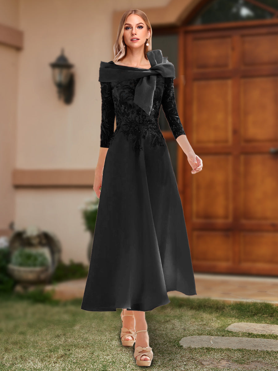 Ursula Black front view wedding guest dress