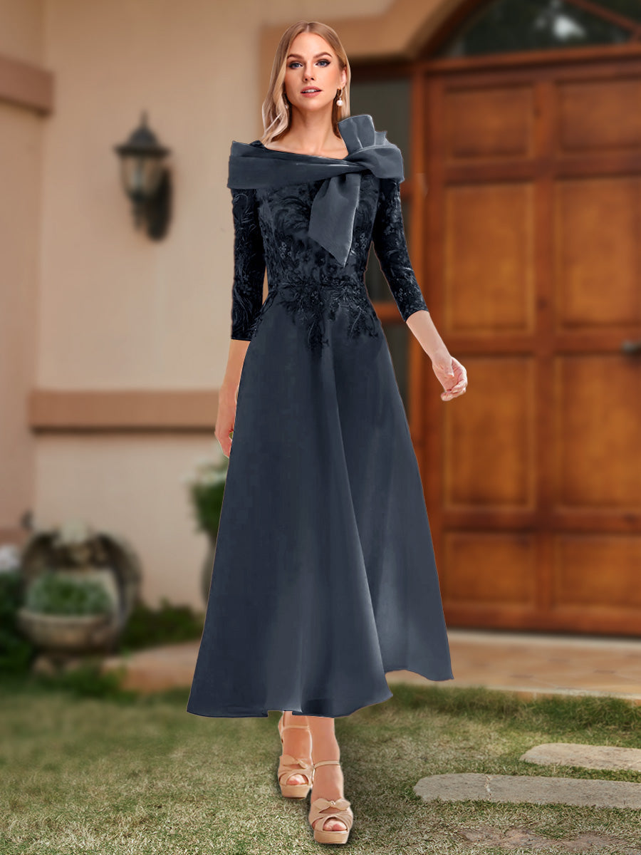 Ursula Navy Blue front view wedding guest dress