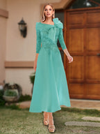 Ursula Pool Blue front view wedding guest dress