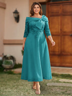 Daphne Claire Turquoise back view mother of the bride dress
