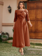 Daphne Claire Burnt Orange front view mother of the bride dress