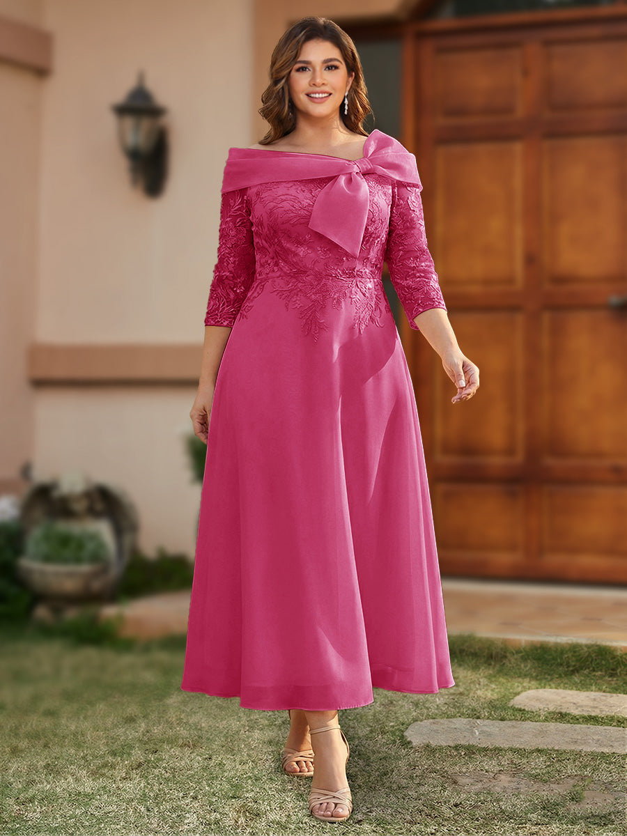 Daphne Claire Fuchsia front view mother of the bride dress