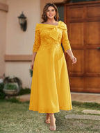 Daphne Claire Gold back view mother of the bride dress