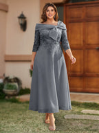 Daphne Claire Grey front view mother of the bride dress