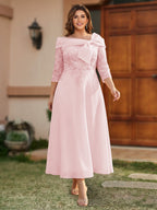 Daphne Claire Pearl Pink front view mother of the bride dress