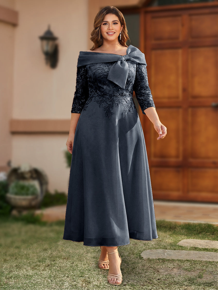 Daphne Claire Navy Blue front view mother of the bride dress