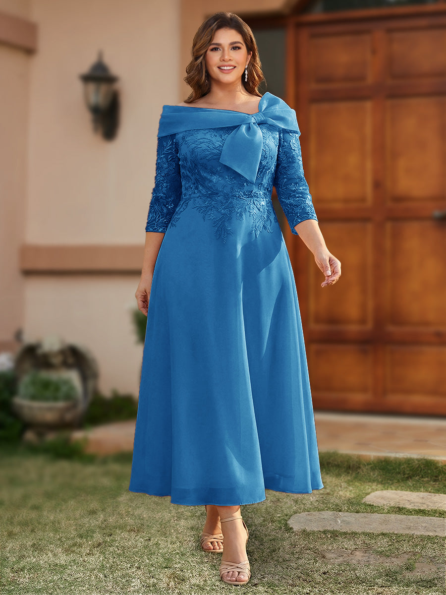 Daphne Claire Ocean Blue front view mother of the bride dress