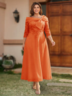 Daphne Claire Orange front view mother of the bride dress