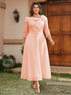 Daphne Claire Peach front view mother of the bride dress