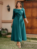 Daphne Claire Peacock front view mother of the bride dress