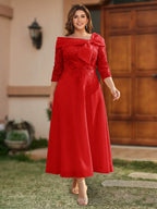 Daphne Claire Red front view mother of the bride dress